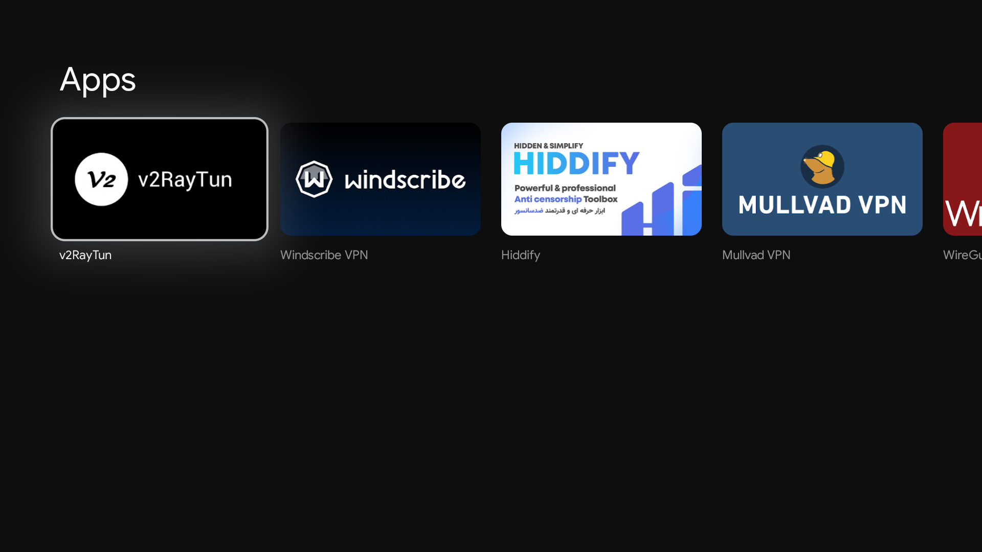 Приложение v2RayTun в Google TV